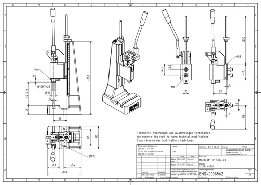 Mader Pressen EP-500 S1-40 Bench Top Hand Toggle Press w/ Extra Fixture - Image 10